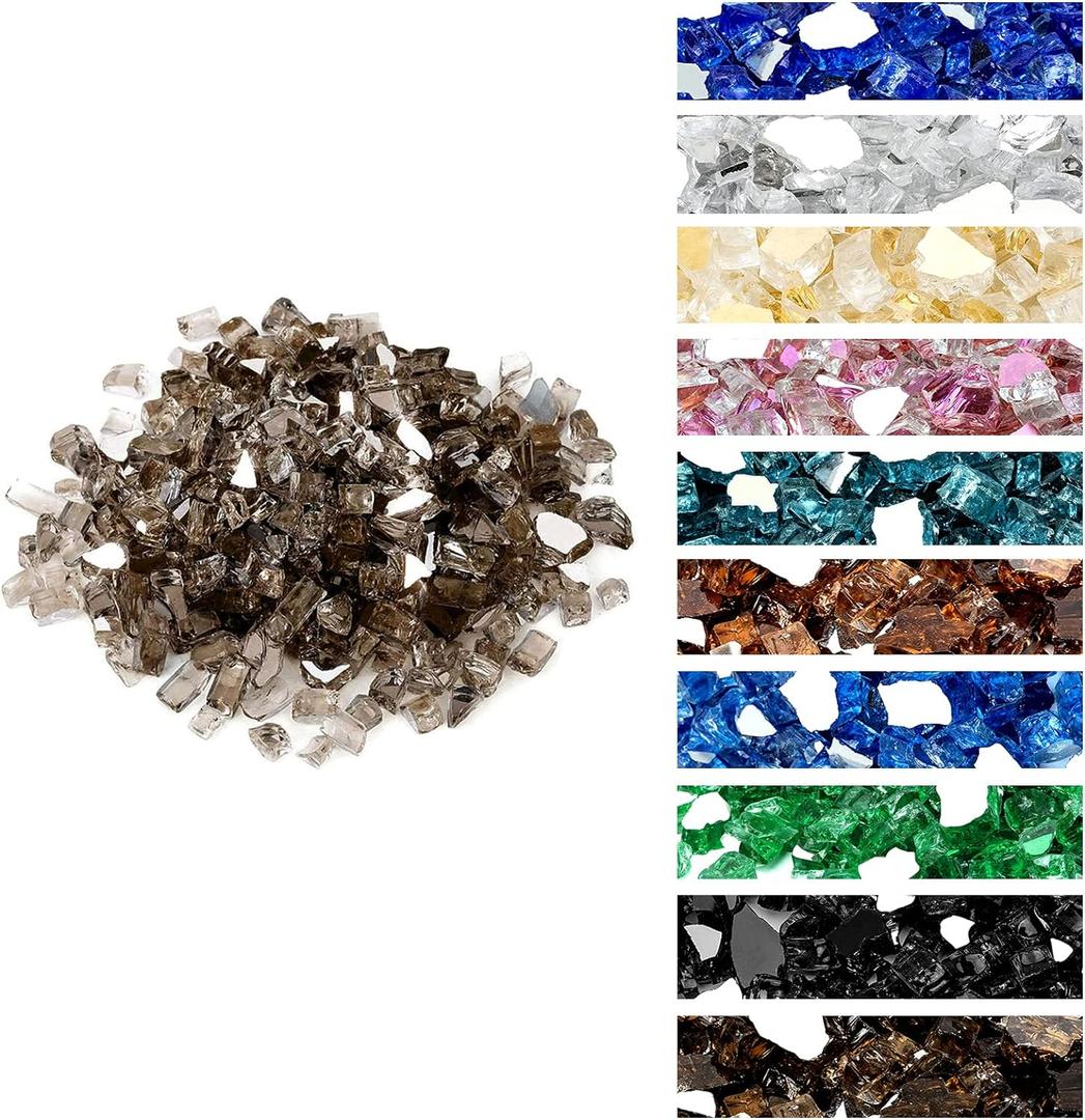 Onlyfire 10 pounds Fire Glass for Propane Fire Pit and Gas Fireplace, 1/2 NCH Reflective Firepit Glass Rocks for Fire Pit Table and Fire Bowl, High Luster Bronze