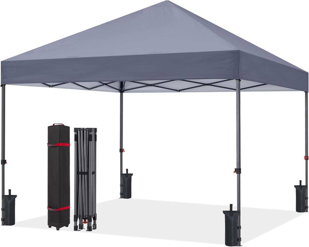 10x10 Pop Up Canopy - Beach Tent with One Push Setup,Gray