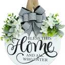 Welcome Sign for Front Door Wreath, Welcome Home Decorations, Wreaths for Front Door, Floral Round Wood Wall Decor, Front Porch Decor Gifts, for Spring Summer Fall All Seasons Holiday Outdoor Decor