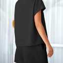 UNCLECAT Womens 2 Piece Lounge Sets Short Sleeve Tops and Shorts Travel Outfits Pajama Set with Pockets (Black, S)