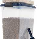 IRIS USA Airtight Dog Food Storage Container, 18.1 & 6.4 Kg Combo, Stackable Treat Box, 2-Cup Scoop, Wheels, Keep Fresh, Easy Mobility, Navy