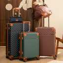 Cosbarn Luggage Sets 5 Piece with TSA Lock Spinner Wheels, Unisex Hard Case ABS Suitcase Set, Hardshell Lightweight Waterproof Travel Hardside Suitcases with Wheels for Women Men, Dark Green