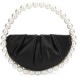 CARIEDO Pearl Soft Face Pleated Handbag Advanced Evening Bag Party Prom Bride Purse Phone Clutch Purse