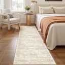 2x7 Runner Rug Non Slip, Thin Entryway Washable Rug for Entryway, Runners for Hallways, Low Pile Vintage Abstract Soft Rugs for Living Room, Kitchen, Bedroom(2'x7', Beige/Ivory)