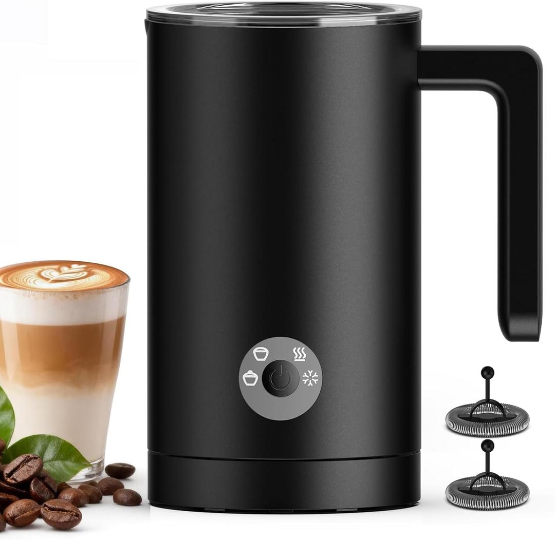 4-in-1 Electric Milk Frother & Steamer Automatic Frother Machine, Barista-Style Hot & Cold Foam for Lattes, Cappuccinos, Iced Coffee, Quiet, One-Touch, Easy to Clean