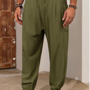 Runcati Mens Harem Pants Casual Elastic Waist Drawstring Baggy Pants Summer Hippie Hip Hop Trousers, Size M