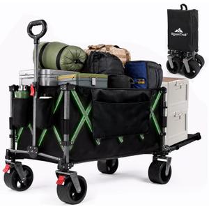 56.7" Extra Long Collapsible Wagon Cart with Open Tailgate