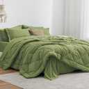 Love's cabin Twin Comforter Set Olive Green, 5 Pieces Twin Bed in a Bag, All Season Bedding Sets with 1 Comforter, 1 Flat Sheet, 1 Fitted Sheet, 1 Pillowcase and 1 Pillow Sham