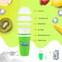 4 x Slushy Cup & Slushy Maker, Portable Smoothie Slushie Squeeze Cup for Juices, Milk and Ice Cream Make, Double Layers Silica with Lid & Straw for Kids, Friends & Family (GREEN, STANDARD SIZE)