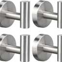 Mdvora 4 Pack Brushed Nickel Towel Hooks, SUS304 Stainless Steel Bathroom Hooks for Bedroom Kitchen Hotel Office