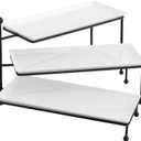 Kanwone 3 Tiered Serving Stand - White Porcelain Platters, 14.5" x 6" Tier Serving Trays for Entertaining, Dessert Stand