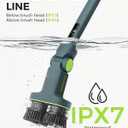 Electric Spin Scrubber Cordless Dual-Brush, IPX7 Waterproof Bathroom Power Scrubber Removalbe Extendable Handle with Digital Display, 2 Speeds, 6 Brush Heads for Bathroom, Tub, Tile, Shower, and Car