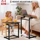 Tv Tray Table, 8-Level Adjustable Height Couch Side Table，90° Tilt Angle foldable End Table, Laptop Table with Phone & Tablet Slot Dinner Tray Desk for Recliner/Sofa/Bed/small Living Room (Brown)