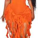 Ecirod Womens Summer Ruffle Fringe Mini Dress Sexy Halter Backless Cocktail Party Short Bodycon Tassel Dresses, S