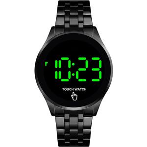 Gosasa Touch Screen Digital LED Waterproof Men Womens Sport Casual Stainless Steel Wrist Watch (Black)