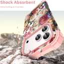 Hocase Heavy Duty Case for iPhone 17 Pro 6.3"", Rose Flowers | Shockproof Protection Soft Silicone Rubber+Hard Plastic Bumpers Hybrid Protective Case for Women & Girls