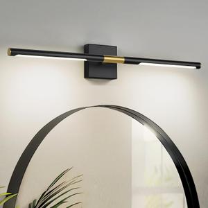 30 Inch Bathroom Light Fixtures, 16W 3CCT Dimmable Black and Gold LED Vanity Lighting Fixtures Over Mirror, 360° Rotatable Modern Bathroom Vanity Light Bar, AD-W9465-L75-BK