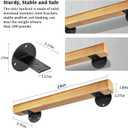 Wooden Handrail with Black Mounting Brackets, Hand Railings for Stairs Indoor Outdoor, Sturdy Safety Wall Mount Support, Non-Slip Staircase Handrail for Home Garden Corridor, Non-Slip Grip