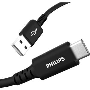 Philips USB A to USB C Cable, 15W 6Ft Type C Charging Cable for iPhone 16 Series, 15 Series, iPad Pro USB C Charger Cord, Type C Charging Power Cord, USB C Phone Charging Cable, Black, DLC4106A/37