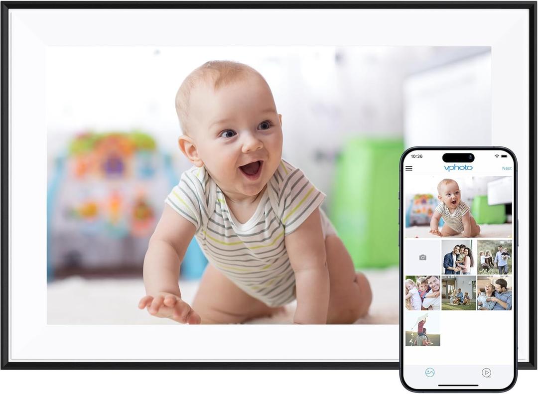 Dragon Touch 10.1'' WIFI Digital Picture Frame - 1280*800 HD IPS Touch Screen Digital Photo Frame Display, Auto-Rotate, Share Photos/Videos Instantly via Free App Best Gifts for Birthday, Wedding, Mom (Black Border)