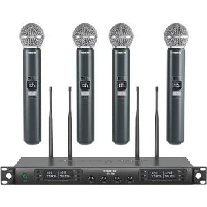 Phenyx Pro Wireless Microphone System, Quad Channel Wireless Mic, w/ 4x40 UHF Frequencies, Auto Scan, 328ft Long Range, 4 Handheld Dynamic Microphone for Singing, Church, Karaoke (PTU-7000-4H) Phenyx Pro Wireless Microphone System, Quad Channel Wireless Mic, w/ 4x40 UHF Frequencies, Auto Scan, 328ft Long Range, 4 Handheld Dynamic Microphone for Singing, Church, Karaoke (PTU-7000-4H)