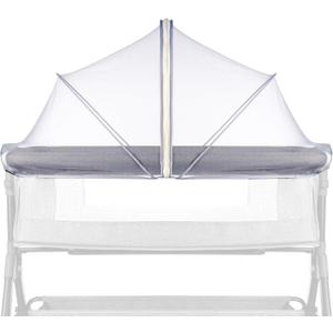 Bassinet Cover Mosquito Net for Babies to Keep Insects/Bugs/Cats Out, Toddler Bassinet/Bedside Sleeper/Crib Net with Two-Way Zippers & Storage Bag, Breathable Mesh Holes, White
