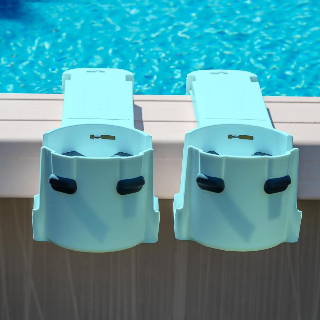 2-Pack Adjustable Cup Holders for Above Ground Pools | Fits ONLY Wide Edges & Square Top Rails | Non-Slip Silicone Grip Prevents Spills | Black | for Pool, Boat, Deck & Balcony | Made in Canada