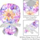 2 Pcs Working Cap with Buttons Sweatband Vintage Ocean Sea Turtle Starfish Retro Ribbon Tie Back Bouffant Hats (One Size, Multicoloured 11)