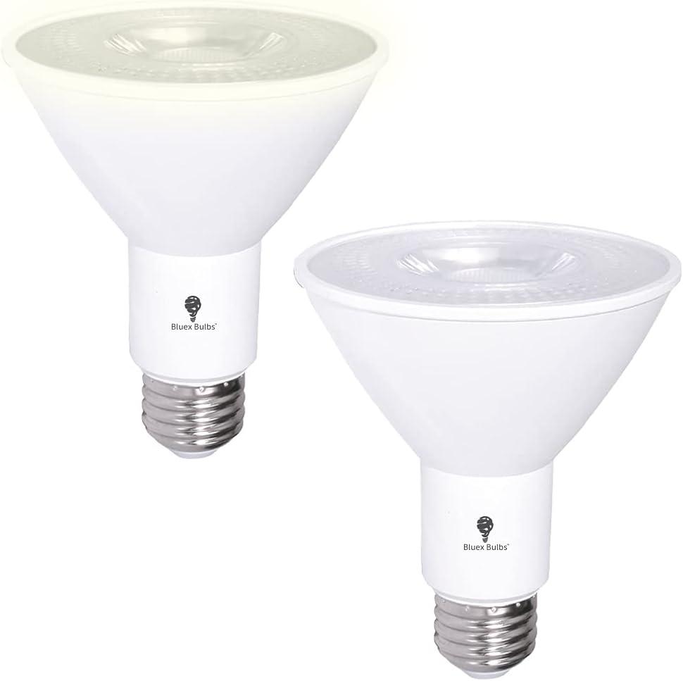 2 Pack PAR30 LED Flood Dusk to Dawn Light Bulbs Outdoor Photocell Sensor 12W 100 Watt Equivalent 1200 Lumens Waterproof E26 5000K Cool White Super Bright Auto On/Off Security Spotlight Indoor/Outdoor