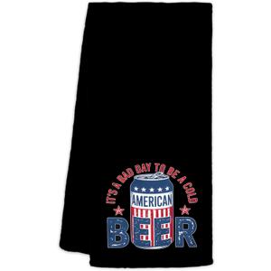 2 x Funny Beer 4th of July Kitchen Towels, American Flag Patriotic Beer Dish Tea Towels for Bar Kitchen Decor, Red White and Blue Independence Day Decorative Hand Towels for Bathroom, 16x24 Inch