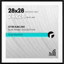 Americanflat 28x28 Picture Frame with Polished Plexiglass - Use as 24x24 Frame with Mat or Display 28x28 Photo Without Mat - Streamline Collection - Thin Border Square Frames for Wall Display - Black