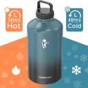 Coolflask 128 oz Gallon Water Bottle Insulated with Straw&3 Lids, Water Jug Large Stainless Steel Metal Vacuum Wide Mouth for Sports, Gym or Office, Non-BPA Keep Cold 48H Hot 24H, Samurai Cyan