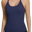 ATTRACO Women's Workout Tank Top Built in Bra Ribbed Athletic Tank Racerback Workout Top Scoop Neck, Size: L