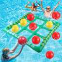 Hollowfly Inflatable Tic Tac Toe Pool Toys Set, 56 x 54 Inch Floating Pool Party Toy with 10 Balls and Pump, Giant Football Floats for Adults Summer Beach Backyard Water Games Themed Floats