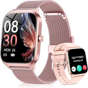 CASCHO Smart Watch for Women (2 Bands), Bluetooth Call Smartwatch with AI Voice,1.85" HD Fitness Watch,Heart Rate/SpO2/Steps/Sleep Monitor,120+ Sports Modes,IP68 Waterproof Watch for Android iOSRose