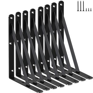 8 Pack L8 x H 6" Black Heavy Duty Shelf Brackets with Screws Metal Shelf Brackets Shelf Support Angle Brackets for Shelves L Brackets Heavy Duty Floating Shelf