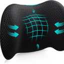 Lumbar Support Pillow for Office Chair, Car Lumbar Pillow Lower Back Pain Relief, Memory Foam Back Cushion with 4D Mesh Cover and Adjustable Straps, Ergonomic Chair Back Pillow for Car,Bed, Gaming (Black)