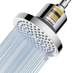 Voolan 20 Stage Filtered Shower Head - High Pressure Rain Shower Filter for Hard Water for Remove Chlorine and Harmful Substances - 8 Spray Settings Bathroom Rainfall Showerhead (6 Inch, Chrome)