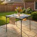 34" Square Folding Table for 4 Person, 330lbs Weight Capacity Foldable Table with HDPE Tabletop & Heavy-Duty Steel Legs, Large Portable Picnic Table for Indoor Outdoor Parties, Camping, Black, 34" x 34" x 28.54"