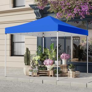 Shades 10x10 Pop Up Canopy, Heavy Duty Beach Tent with Carrying Bag for Easy Moving, Sun Shelter for Parties, Events, Camping, Outdoor Gazebo with 420D PU Coated Waterproof Blue Fabric