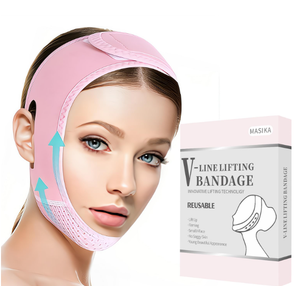 MASIKA V-Line Mask, Chin Strap for Sleeping,Chin Strap for Women,Jaw Exerciser,Jawline Shaper,Jaw Strap,Double chin strap,Jawline Shaper,Reusable chin strap, Pink