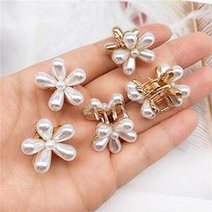 Four Leaf Style Pearl Barrettes Women's Set Hairpin Hair Clip Marble Alligator Clutches Hair Pins Duckbilled Headdress Jewelry Hair Accessories Set Clips for Women, 10 Piece