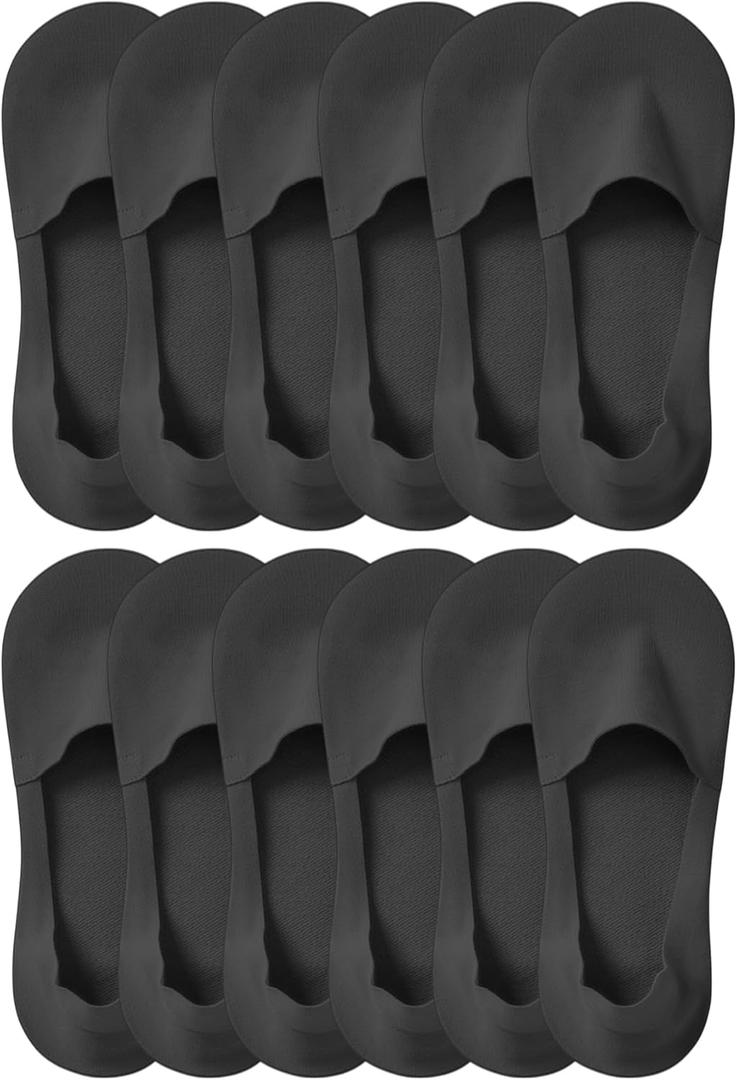 Lomitract Thin No Show Socks (Women 5-12), Made of Ice Silk Surface on the Surface & Cotton on the Bottom (F-black*6pairs)