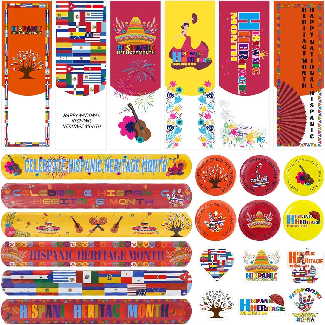 120 Pcs Hispanic Heritage Month Decorations Giveaways Bulk, National Hispanic Heritage Month Accessories, Latino Heritage Month Party Favors for Spanish Festival Supplies Celebrations Gifts Prizes