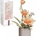 Artificial Flower Bouquet Building Set for Adult,Mini Plant Bonsai Tree Friend Set for Girl,Botanical Collection Gift for Kids,Orchid Building Blocks Birthday Gift for Mom Women Wife Girlfriend