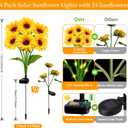 Solar Garden Lights Outdoor, 4 Pack Solar Sunflower Lights with 18 Head 3.4 Inch Flowers, Waterproof Flowers Light Fall Decor Auto ON/Off for Garden Yard Patio Backyard, Gifts for Mom Women