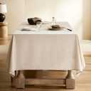 Beige Long Table Cloth for Rectangle Table Linen Textured Dining Table Cloth Decorative Patio Picnic Buffets Wrinkle Resistant Farmhouse Modern Neutral Fabric Table Cover for 8ft Tables 60x120 Inch