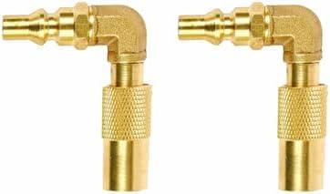 cansookay 2-Pack Low Pressure 1/4inch RV Quick Connect Adapter Conversion Fitting with Elbow (90 Degree) for Blackstone 17 Inch and 22 Inch Propane Gas Tabletop Camping Grill, ‎Gold