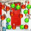 16 Pcs LED Large Christmas Balls Ornaments Colorful Lights Ball Plastic Hanging Globe Yard Decor for Outdoor Indoor Xmas Tree Holiday Parties(Red, Green) (3.94 Inch)