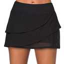 Aleumdr Women's Waistband Swimdress Ruffle Swim Skirt Swimsuit Bottom Black X-Large 14 16
